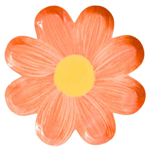 Brushed Orange Daisy Paper Plates 17cm 10pk