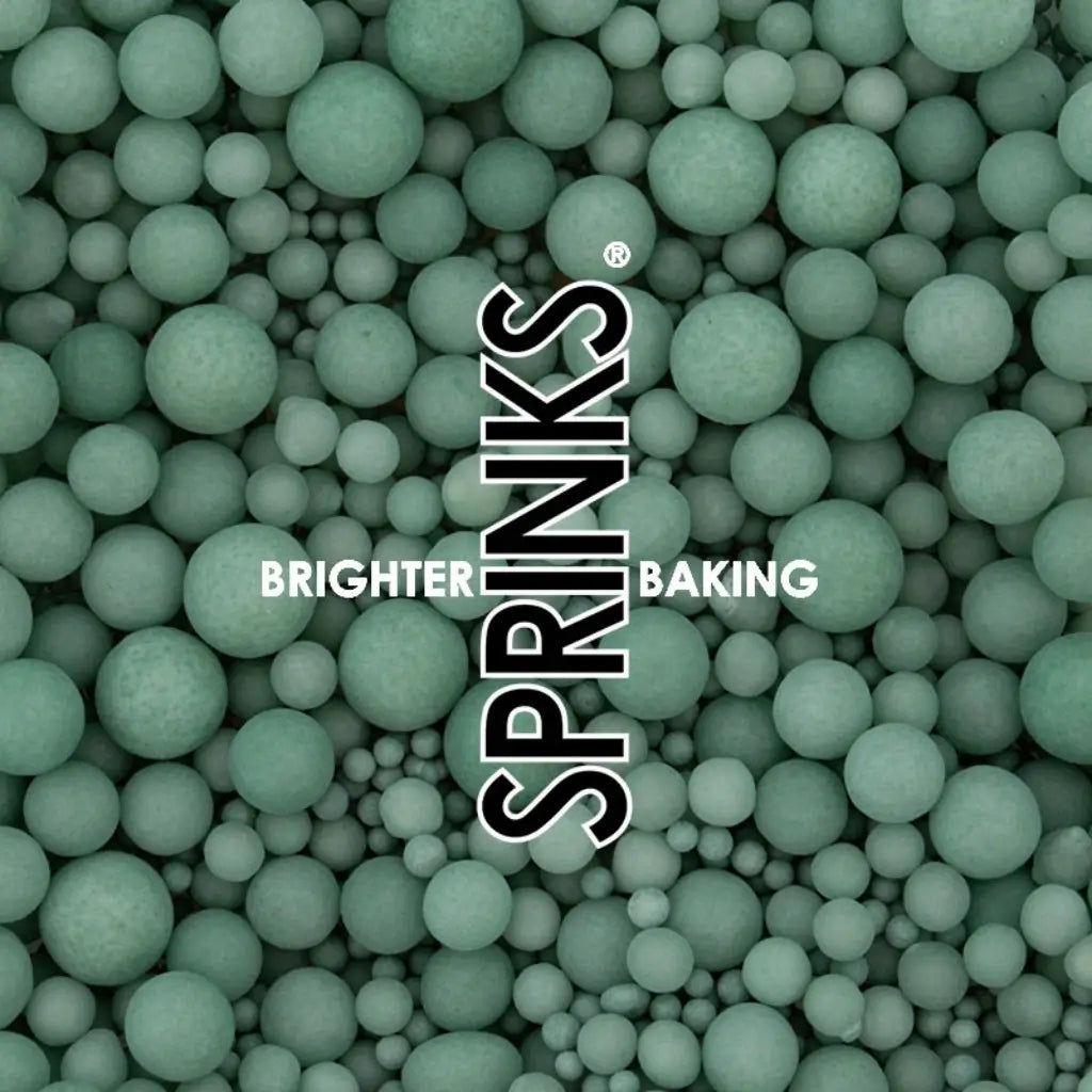 Matte pastel green sugar pearls and nonpareils for desserts