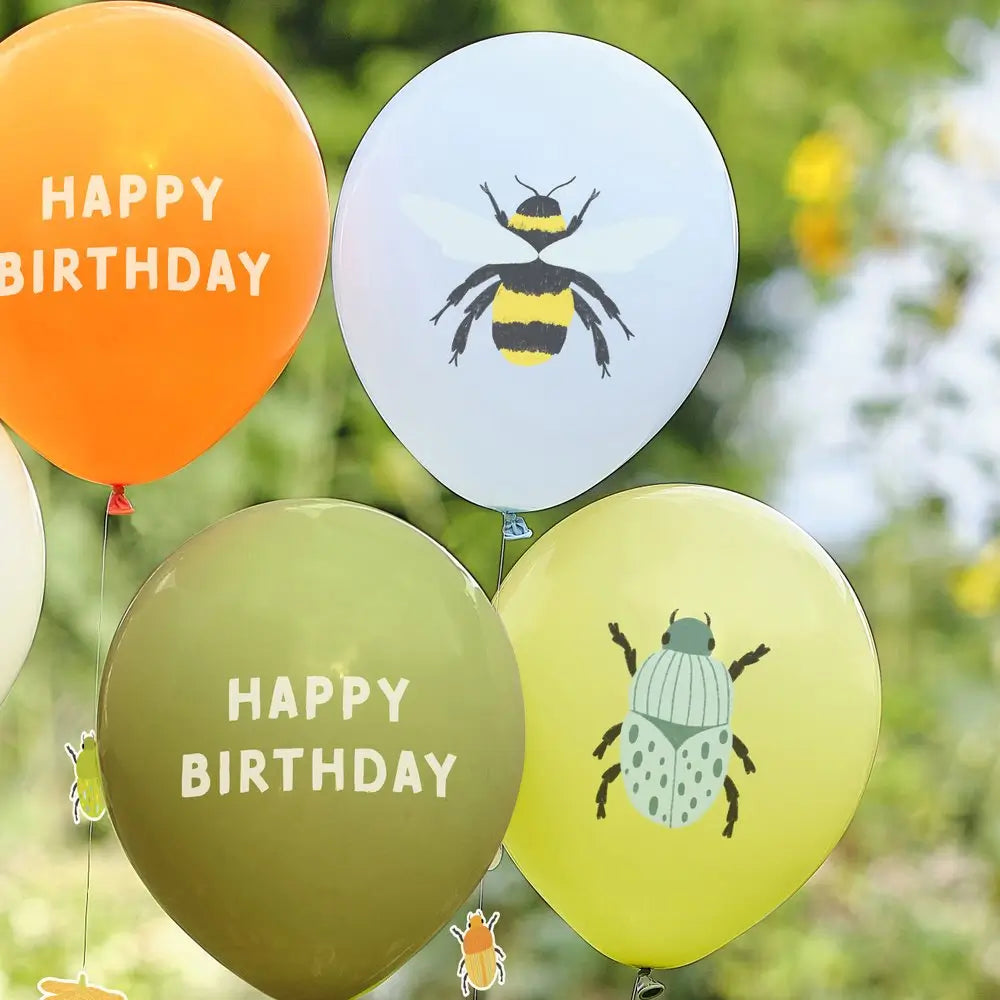 Bugging Out Bug Party Birthday Latex Balloons with Bug Balloon Tails