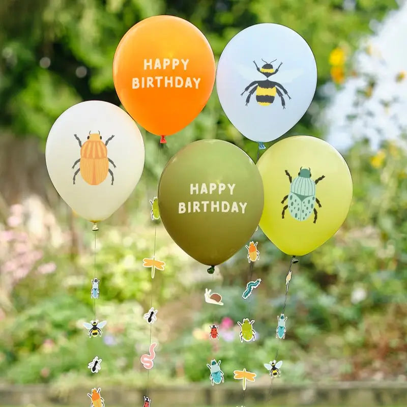Bugging Out Bug Party Birthday Latex Balloons with Bug Balloon Tails