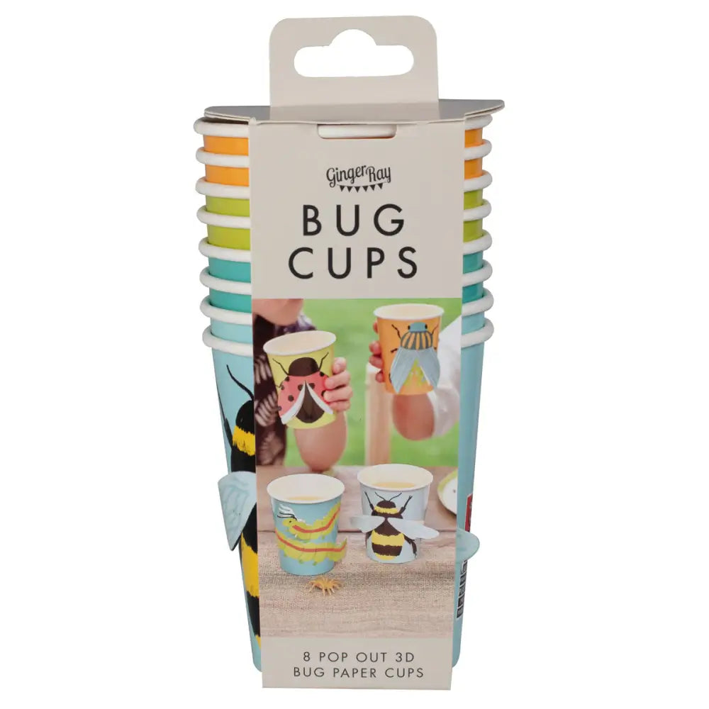 Bug Party Pop Out 3D Paper Cups 8pk