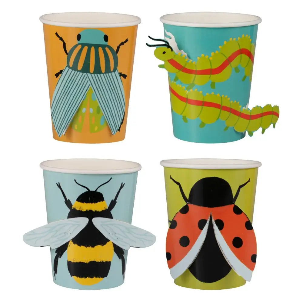 Bug Party Pop Out 3D Paper Cups 8pk