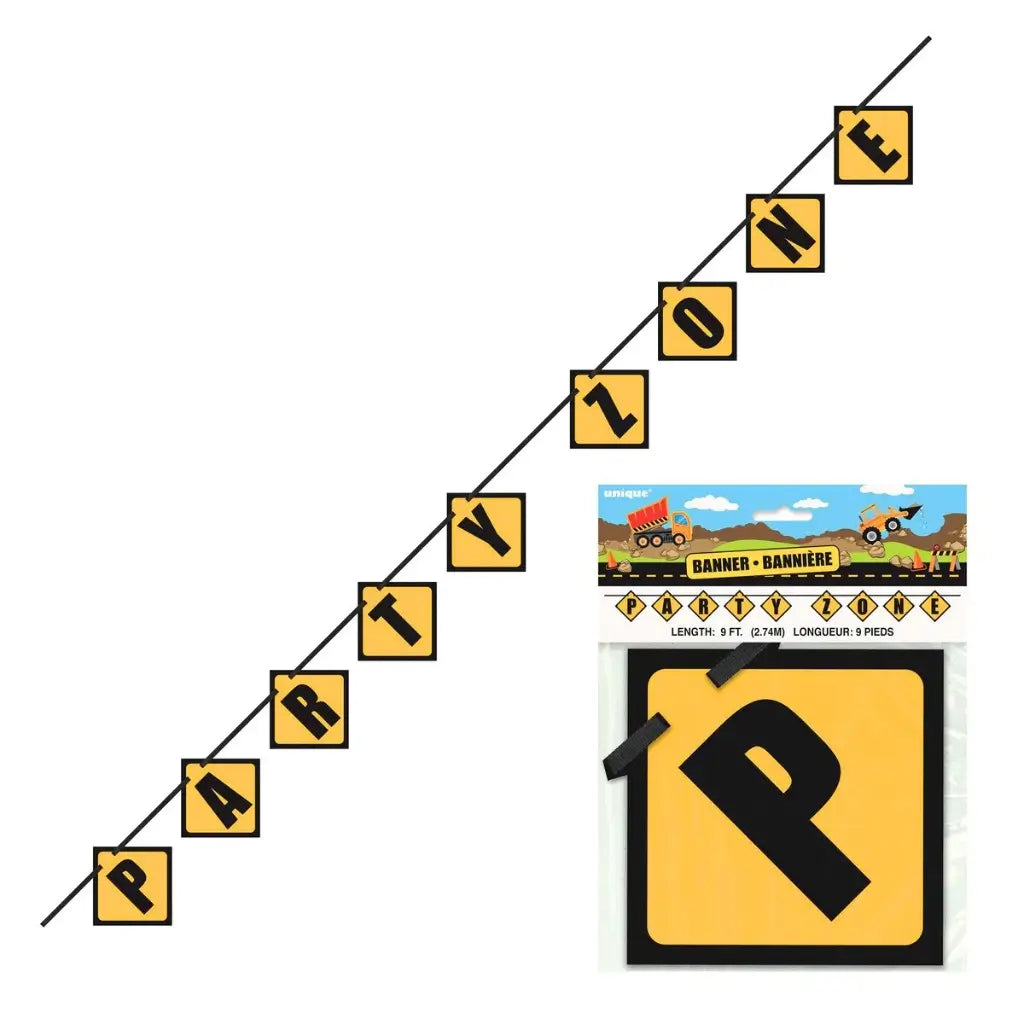 Party Zone Construction Party Banner 2.74m