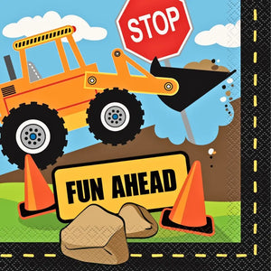Bulldozer Construction Party Napkins 16 Pack for builder birthday parties