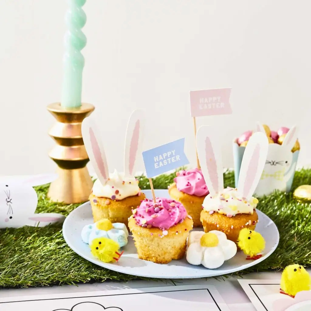 Easter Bunny Ears food picks for kids Easter party cupcakes