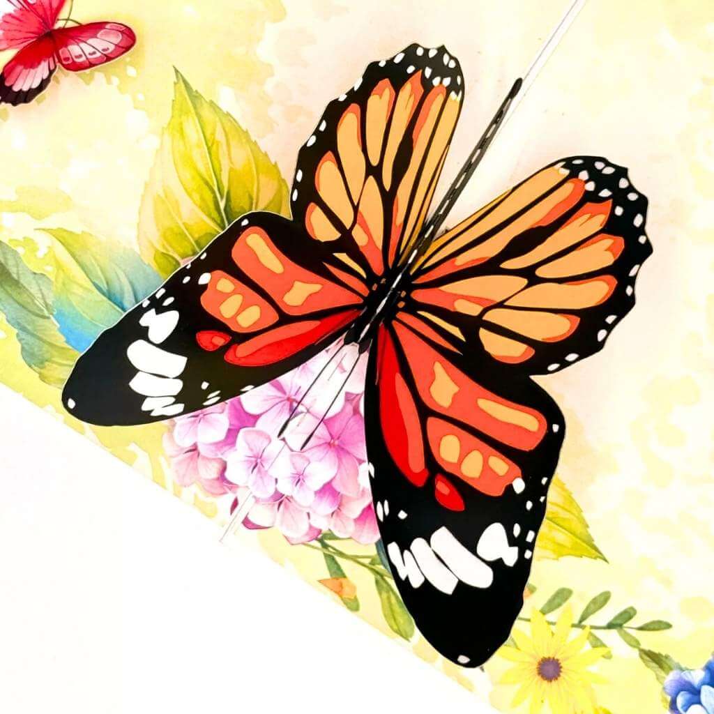 Butterflies & Hydrangea Flowers 3D Pop Up Greeting Card
