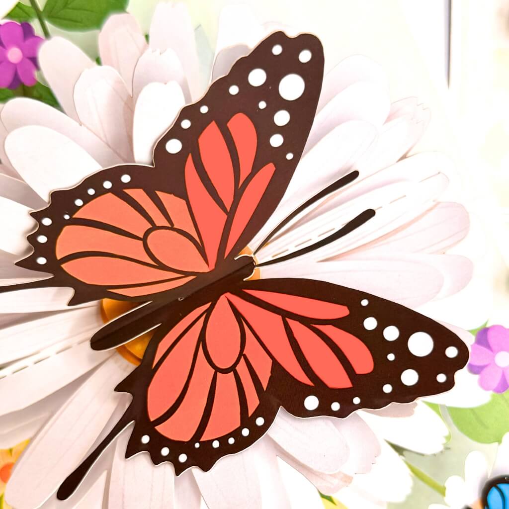 handmade Butterflies &amp; Daisy Flowers 3D Pop Up Greeting Card for All Occasions