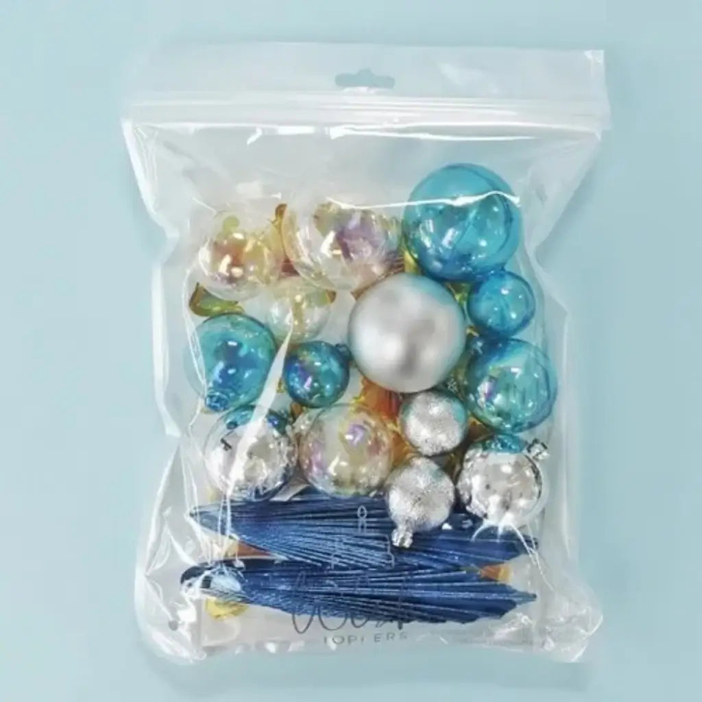 Blue and Silver Butterfly Cake Decorations Kit 27 pack