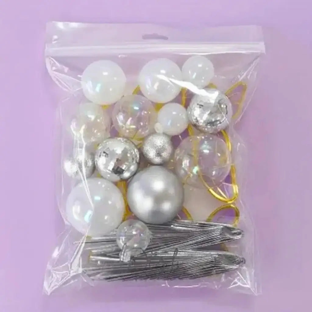 White Silver Cake Decorating Kit with Butterflies and Fans
