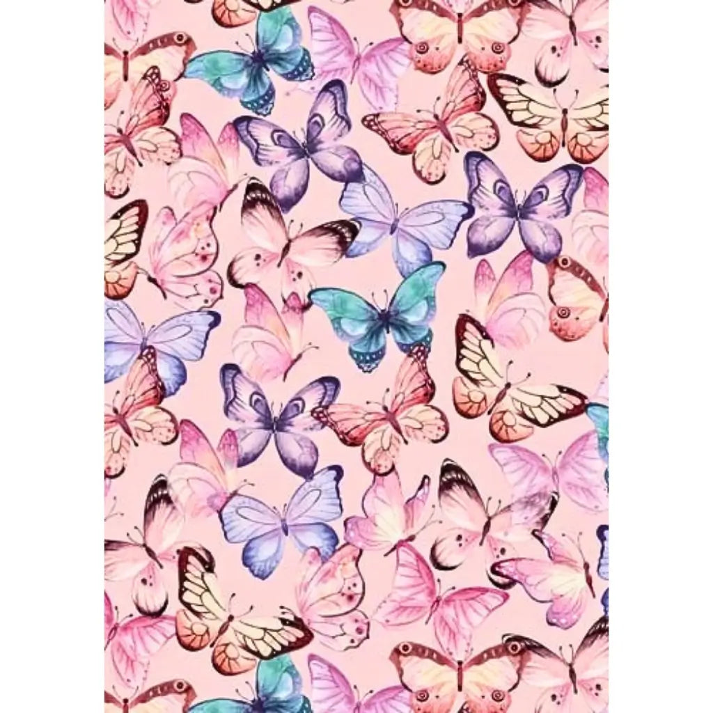 Butterfly pastel wrapping paper pink background