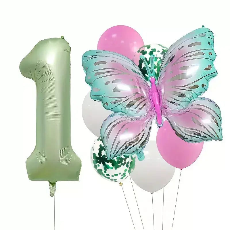 Butterfly All Age Birthday Balloon Bundle 8pk age 1