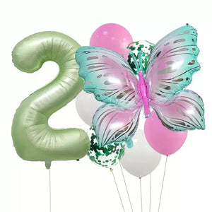 Butterfly All Age Birthday Balloon Bundle 8pk age 2