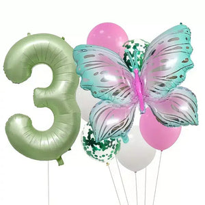 Butterfly All Age Birthday Balloon Bundle 8pk age 3