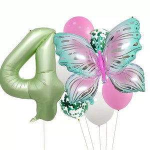 Butterfly All Age Birthday Balloon Bundle 8pk age 4