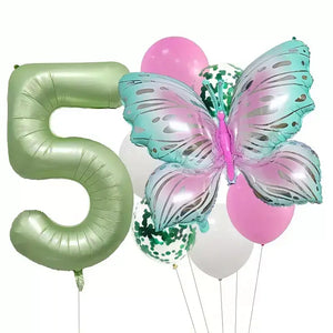 Butterfly All Age Birthday Balloon Bundle 8pk age 5