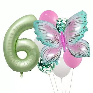 Butterfly All Age Birthday Balloon Bundle 8pk age 6