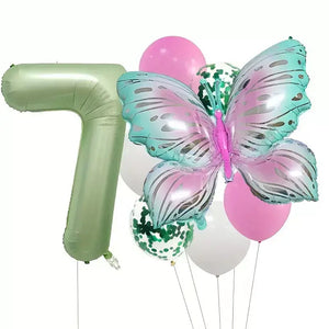 Butterfly All Age Birthday Balloon Bundle 8pk age 7