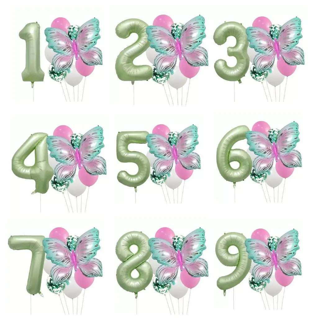 Butterfly All Age Birthday Balloon Bundle 8pk age 1