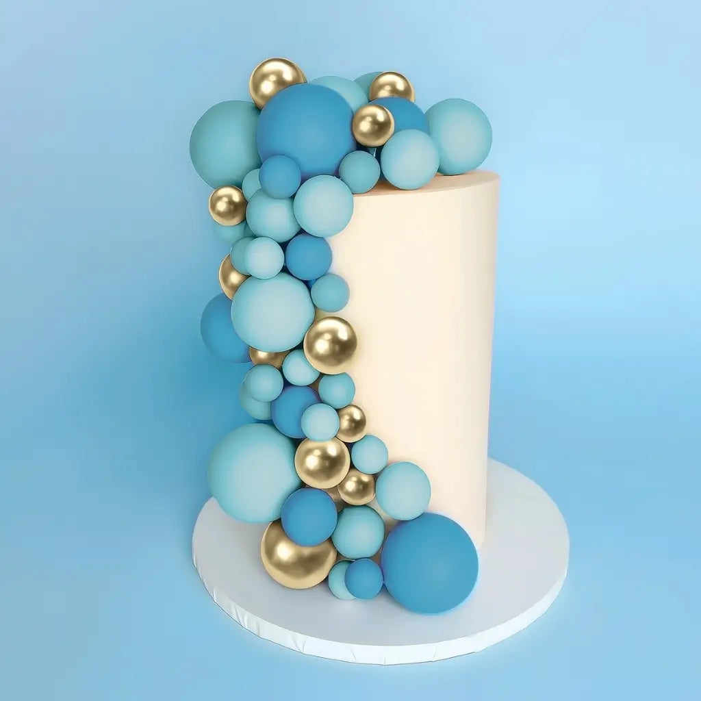 balloon style cake topper blue gold balls