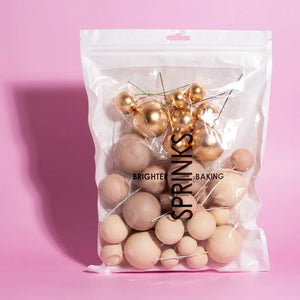 champagne gold cake ball toppers set