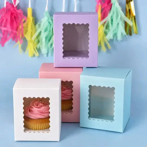 Cake Craft single hole cupcake box with clear window.