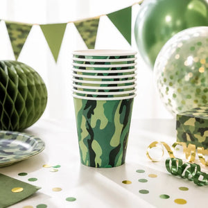 Army Camouflage Paper Cups 266ml 10pk