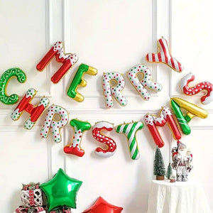 16-inch Rainbow Candy Merry Christmas Foil Balloon Banner