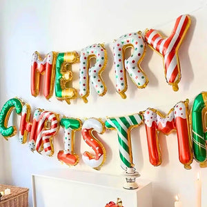 16-inch Rainbow Candy Merry Christmas Foil Balloon Banner