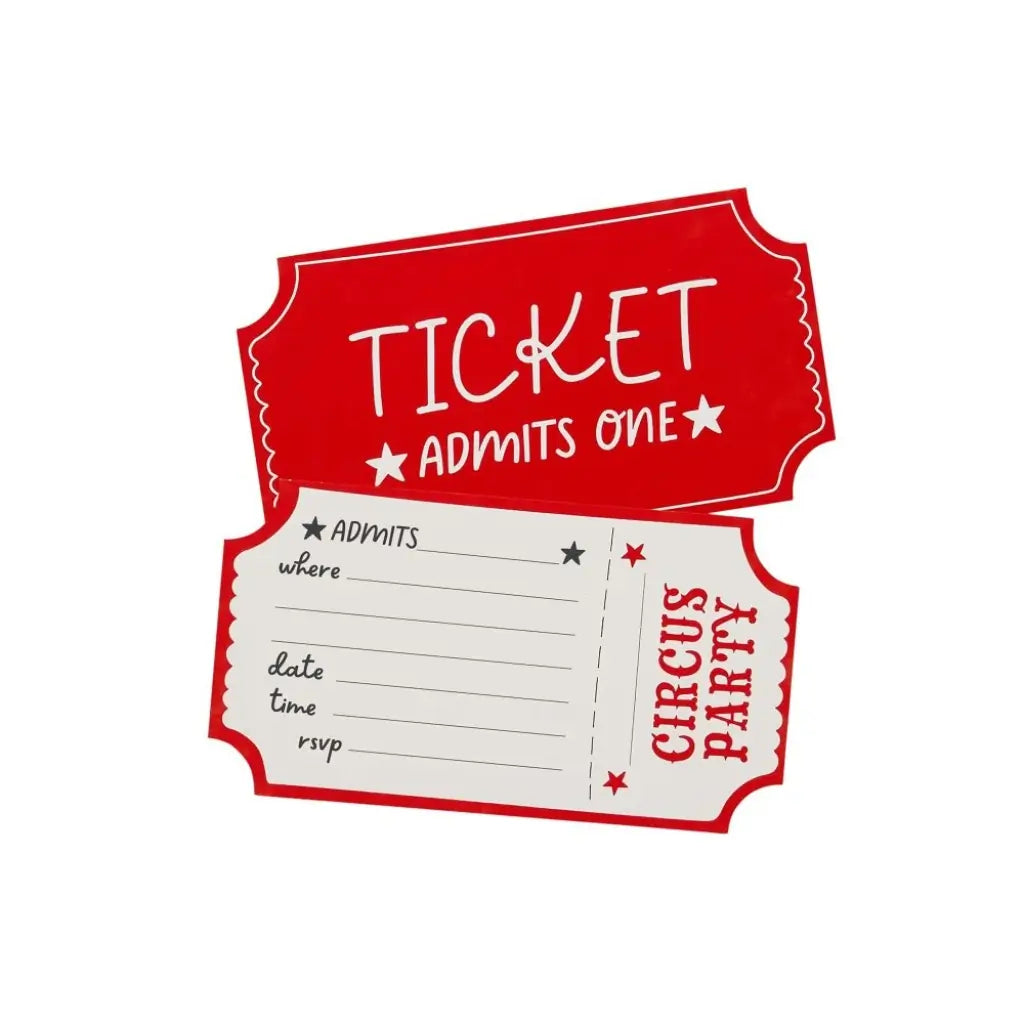 Circus ticket party invitations admit one design