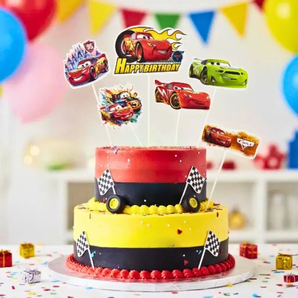 Kids birthday cake decorated with Cars characters