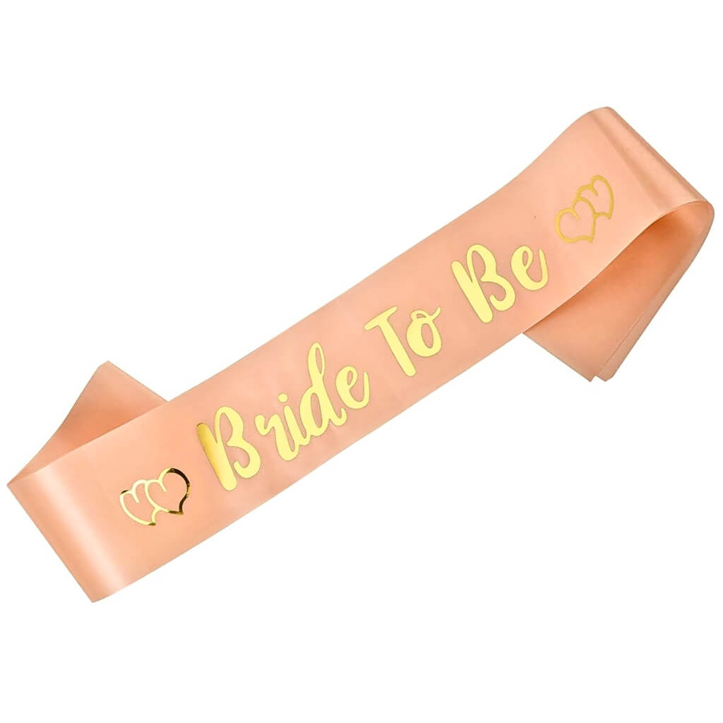 Champagne Pink 'Bride To Be' with Hearts Girls Night out Sash