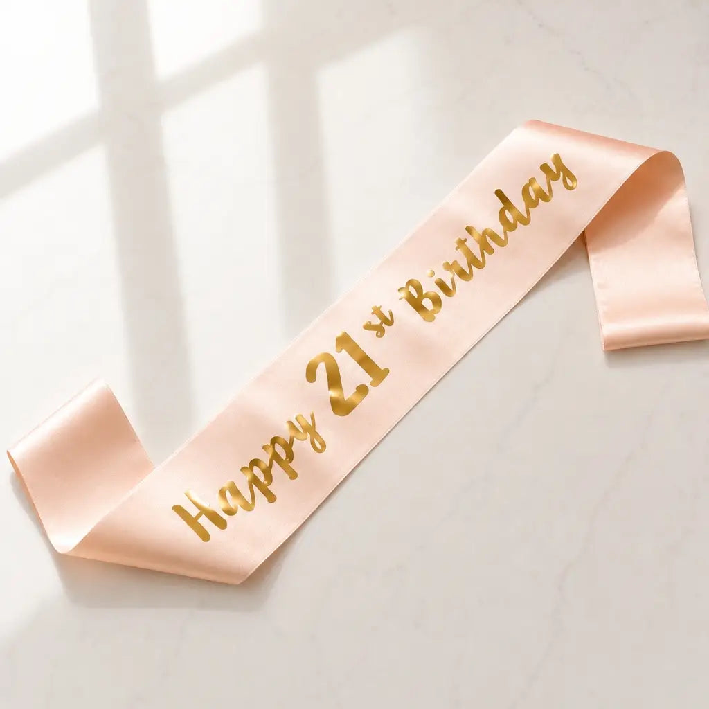 Champagne Pink 'Happy 21st Birthday' Sash