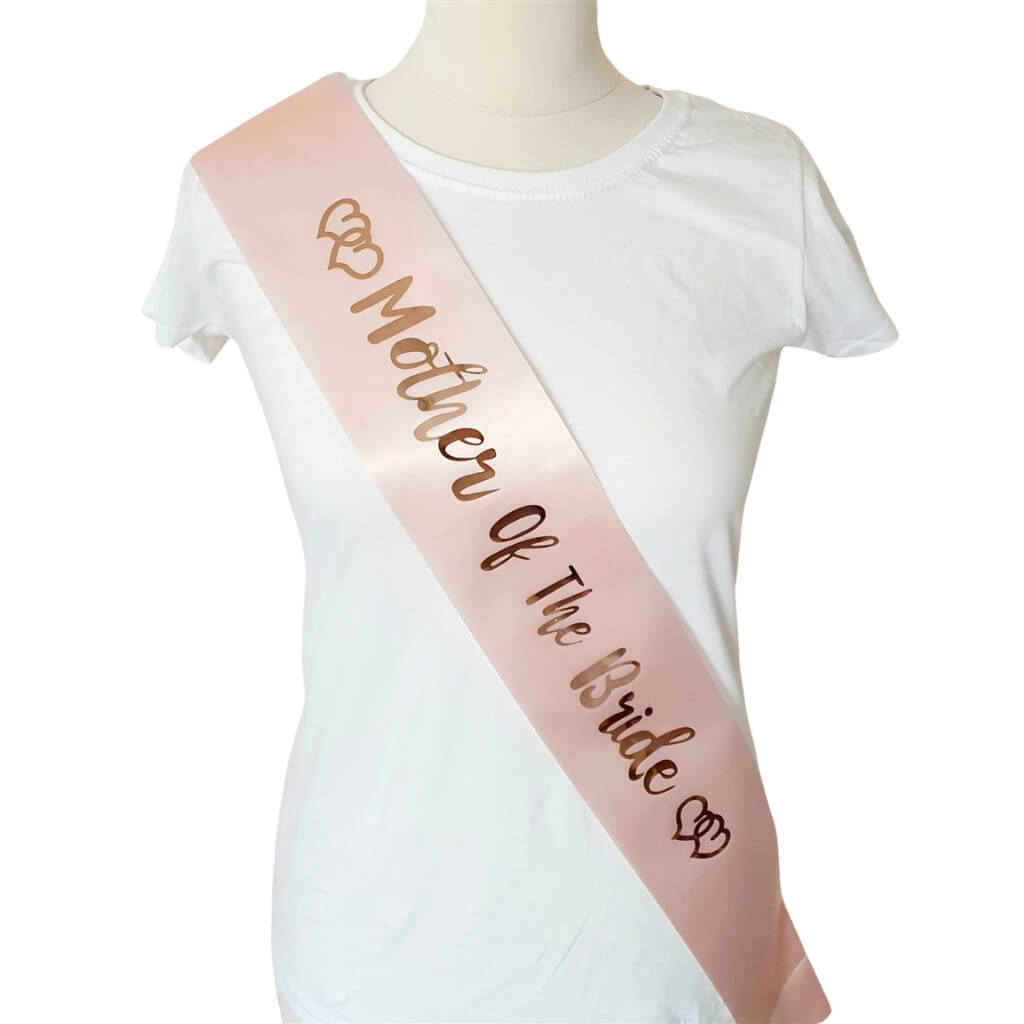 Champagne Pink 'Mother Of The Bride' Hen Party Sash - Bridal Outfit Accessory