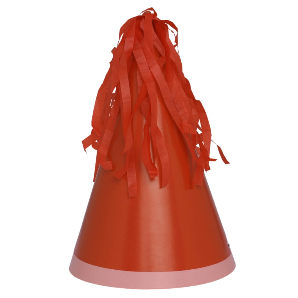 Cherry Red Party Hats with Tassel Toppers 10pk