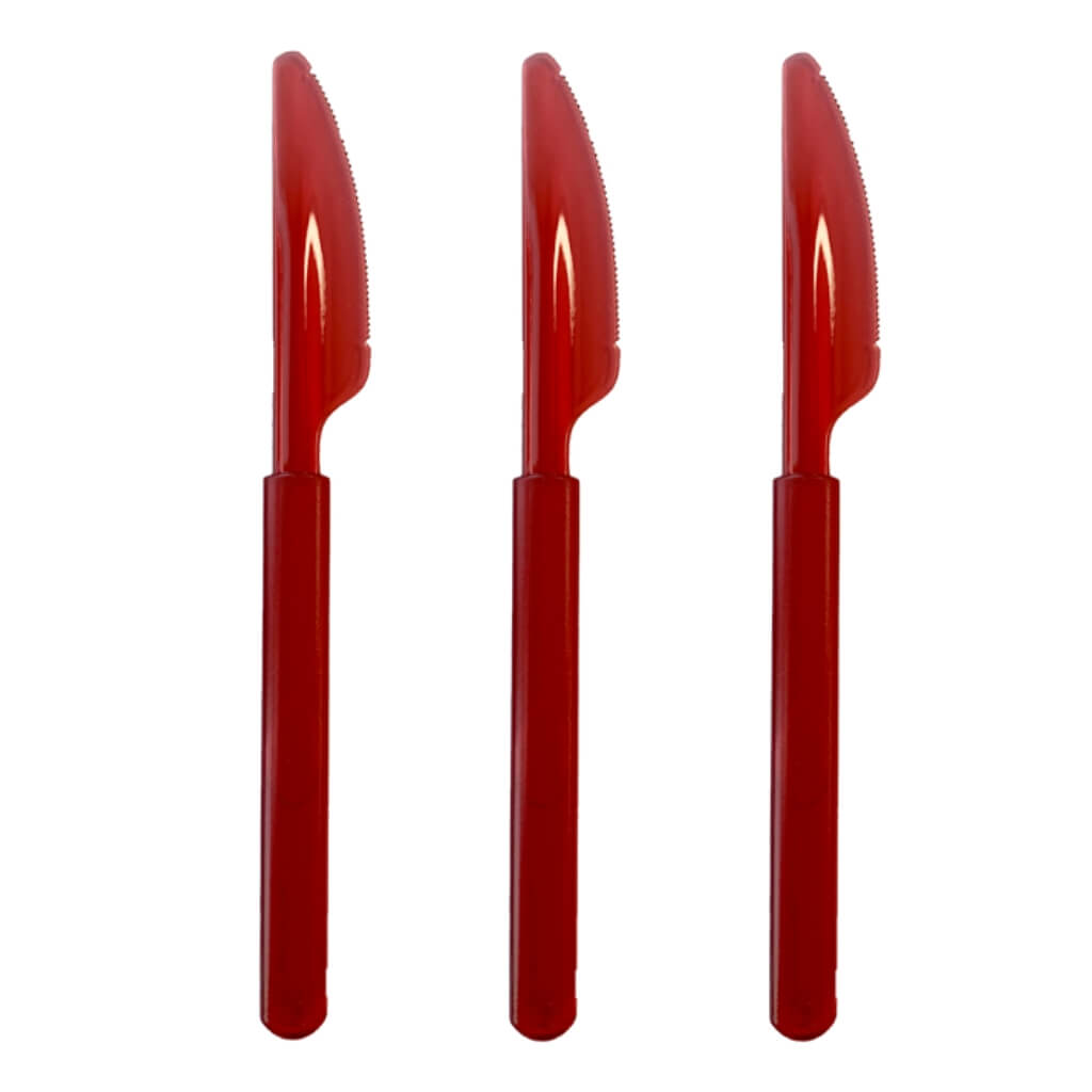 Ultra Heavy Duty Cherry Red Plastic Knives 20pk