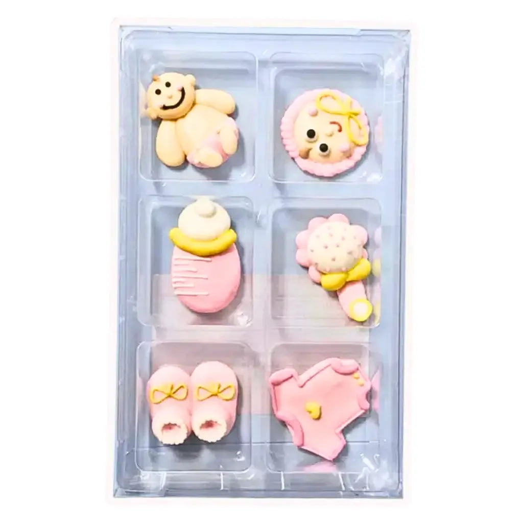 Pink Christening edible sugar decorations for cupcakes