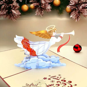 Online Party Supplies Australia Handmade Christmas Angel Blowing Trumpet Pop Up Xmas Card For Daughter - Red Cover