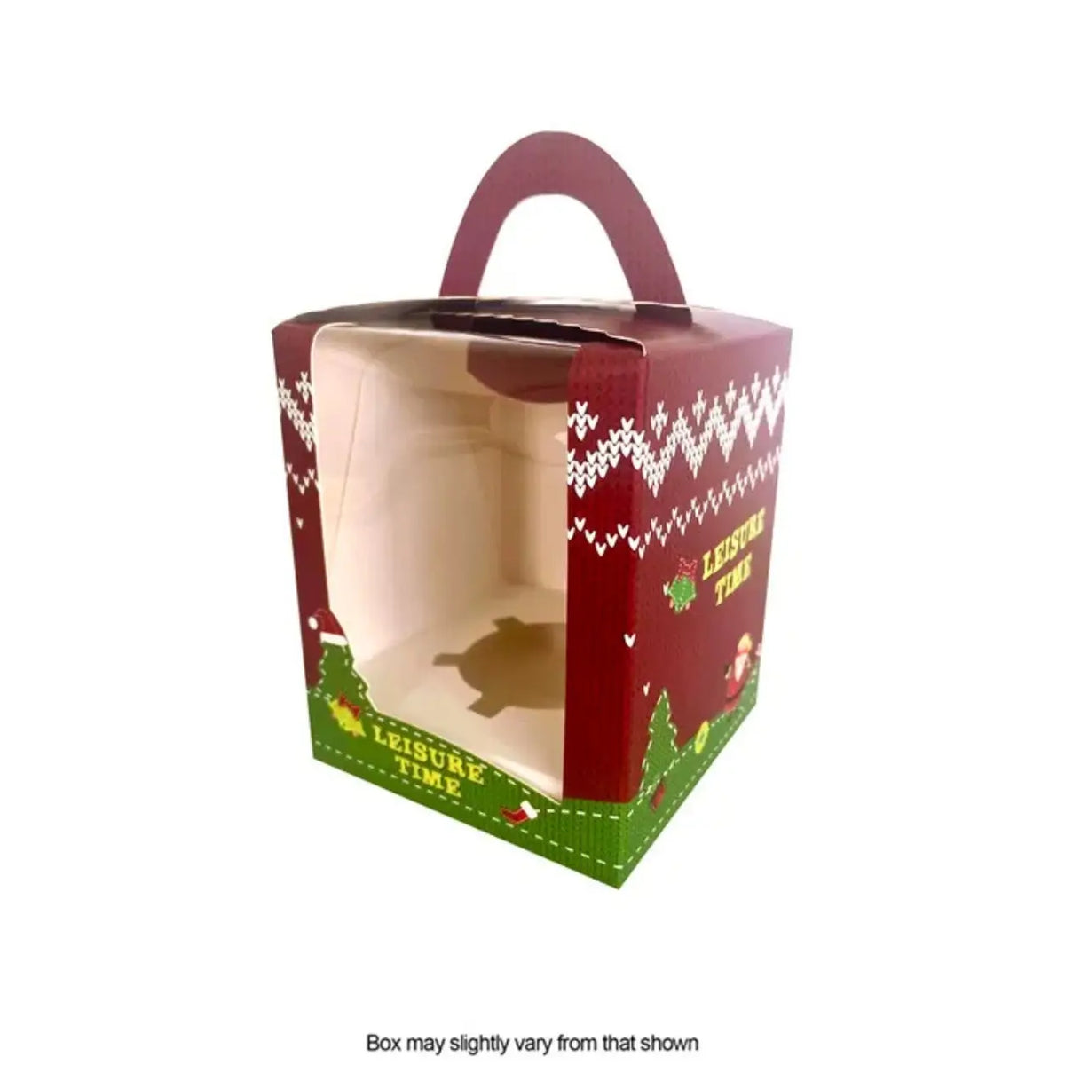 Christmas cupcake box with clear front and side display windows
