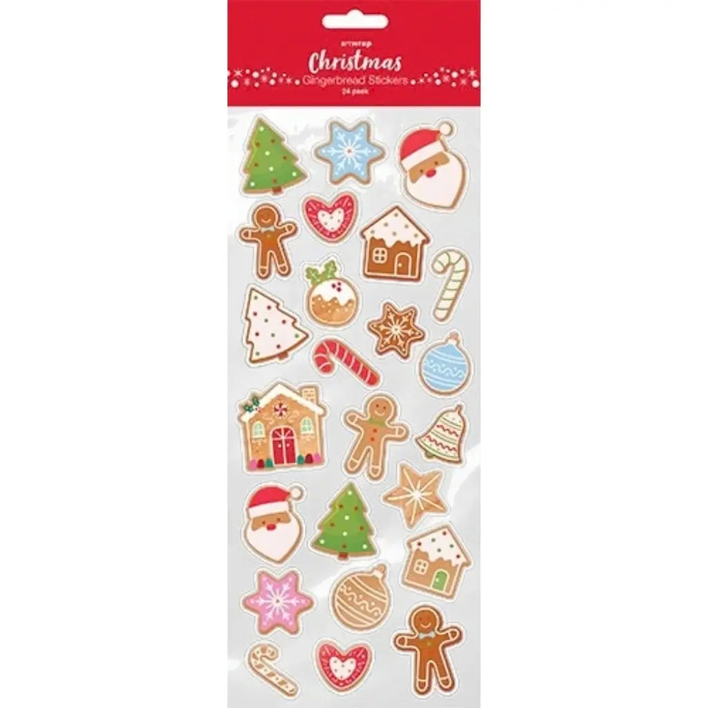 Christmas gingerbread stickers in a 24-piece pack