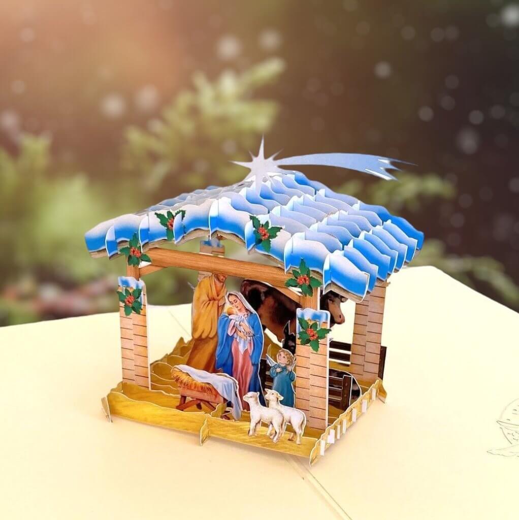 Online Party Supplies Australia Christmas Nativity Scripture 3D Pop Up Greeting Card