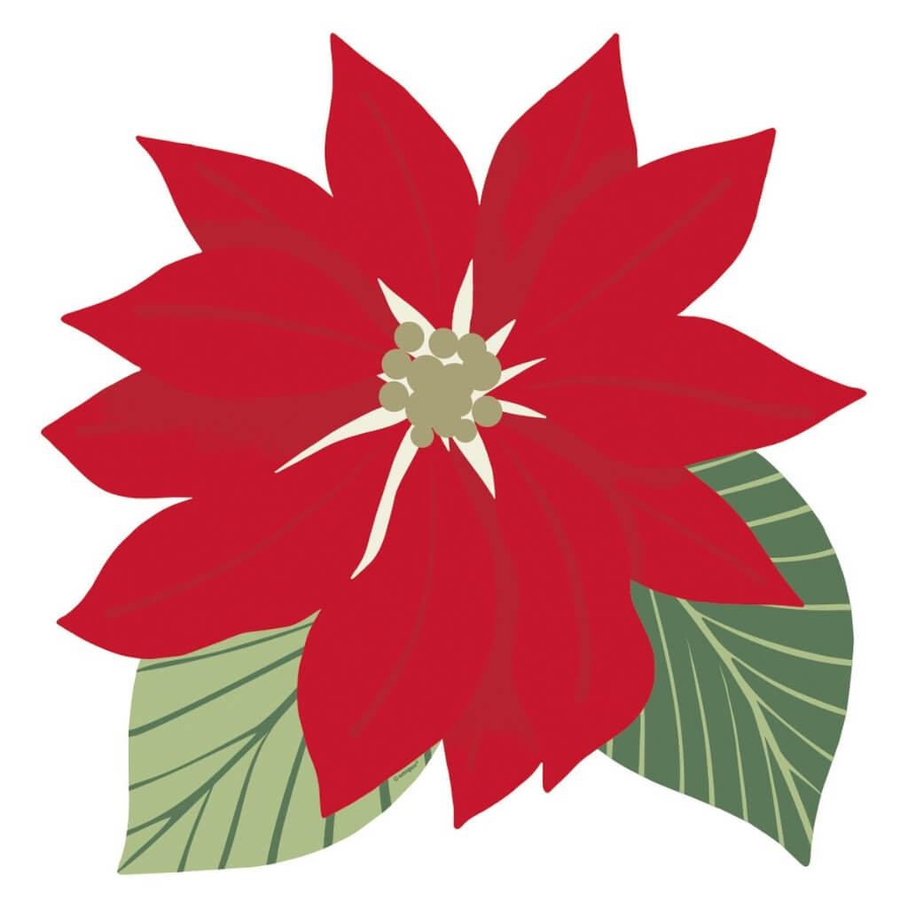red Poinsettia shaped paper placemats for Christmas dining