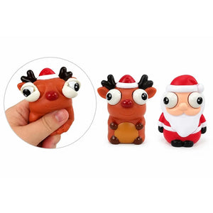 Christmas pop-eye squeeze toys in Santa and reindeer designs
