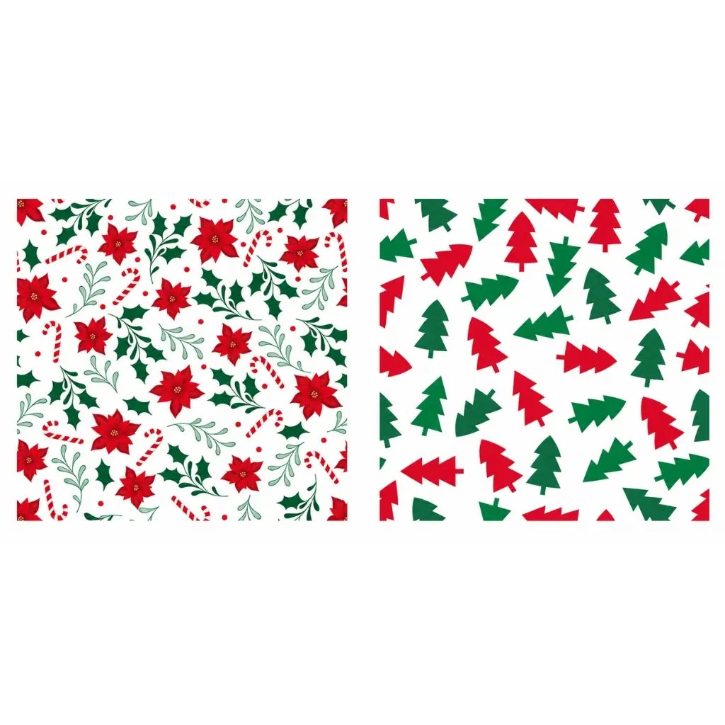 Christmas printed tissue paper featuring two festive designs