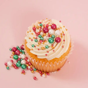 Christmas sprinkles bauble with gold cord and gift tag for Kris Kringle
