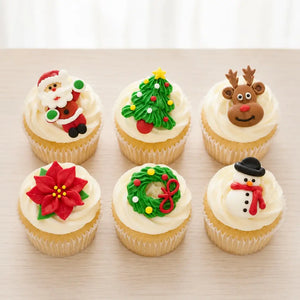 Christmas Sugar Decorations 6 Piece Pack – Santa, Snowman, Wreath &amp; Tree Cake Toppers