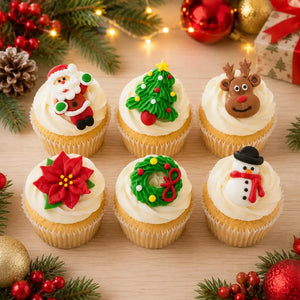 Christmas Sugar Decorations 6 Piece Pack – Santa, Snowman, Wreath &amp; Tree Cake Toppers