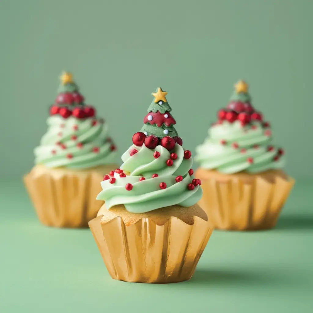 Edible Christmas tree cupcake toppers in an eight pack