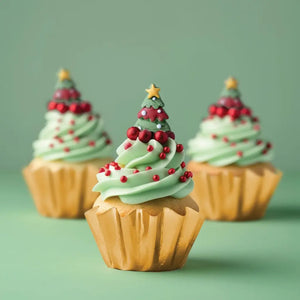 Edible Christmas tree cupcake toppers in an eight pack
