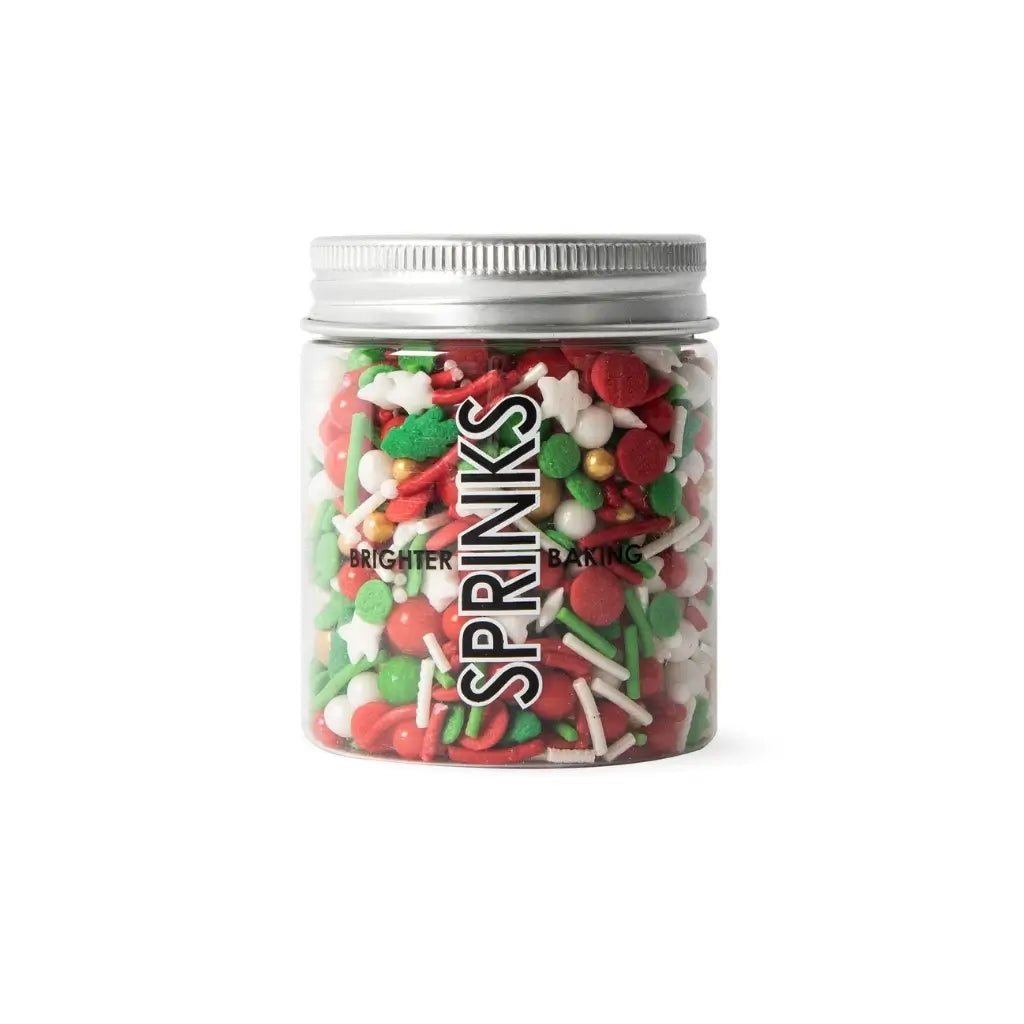 Christmas tree pearls confetti and rods in a festive sprinkle mix