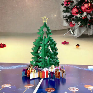 Handmade Christmas Tree with Present Pop Up Greeting Card
